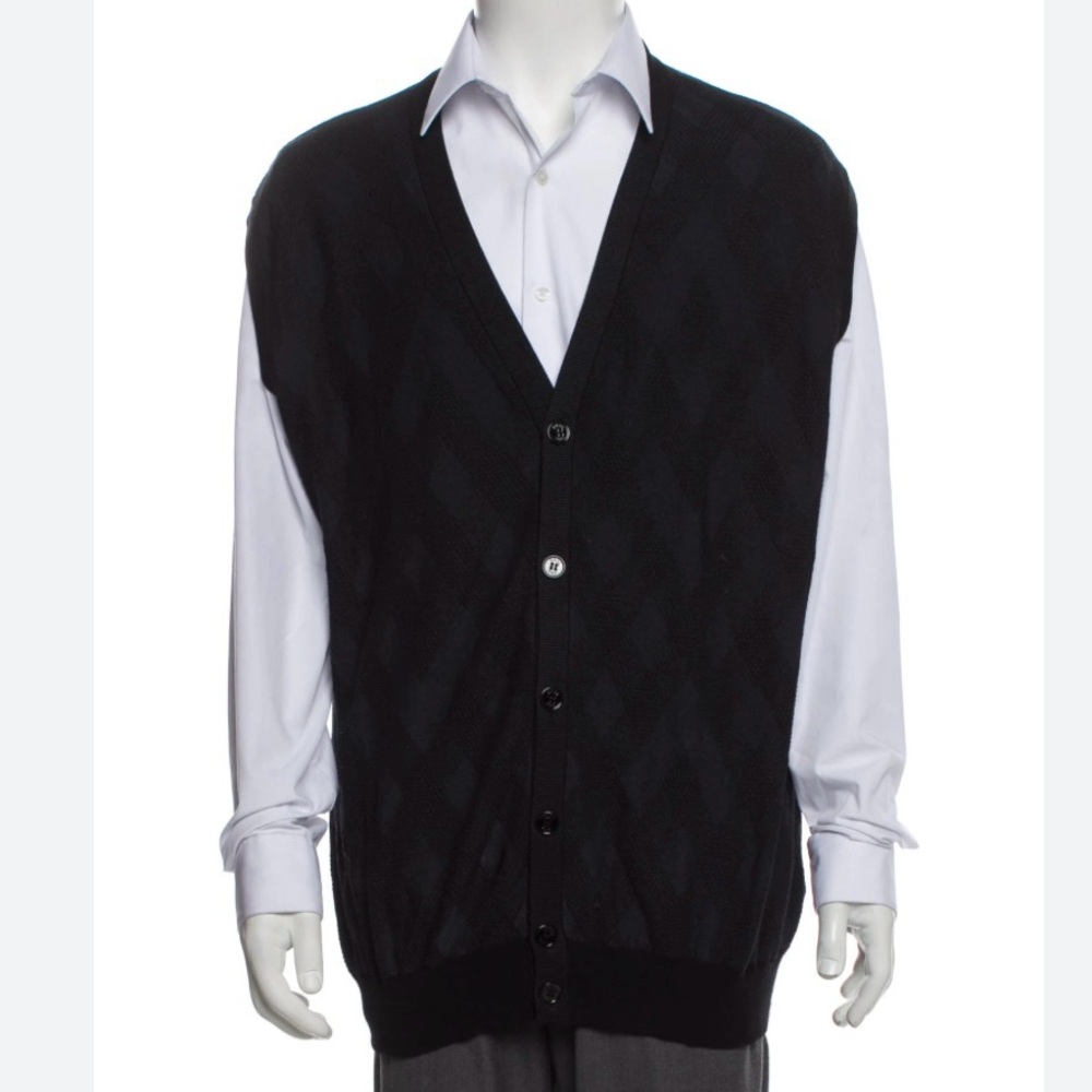 TSE Bergdorf Goodman Black Silk Cashmere Cardigan Vest XL Quiet Luxury Preppy
